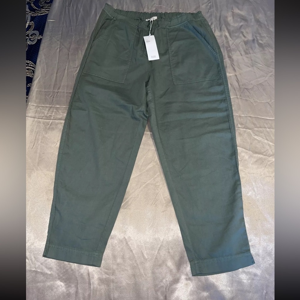 Eileen Fisher Nori Green  Crepe Cropped Pants Size Small- NWT